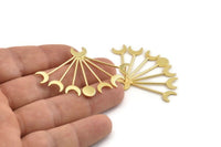 Gold Moon Earring, 2 Gold Plated Brass Crescent Moon Stud Earrings (55x35x1mm) D1592