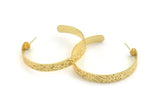 Gold Geometric Earring, 2 Textured Gold Plated Brass Circle Stud Earrings (54x7x1mm) N1240