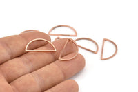 Rose Gold Half Moon, 12 Rose Gold Tone Brass Semi Circle Connectors (12x23x1mm) D1596