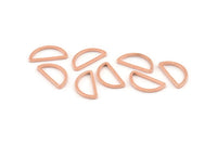 Rose Gold Half Moon, 50 Rose Gold Tone Brass Semi Circle Connectors (8x15x1mm) D1604