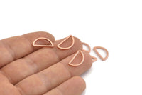 Rose Gold Half Moon, 50 Rose Gold Tone Brass Semi Circle Connectors (8x15x1mm) D1604