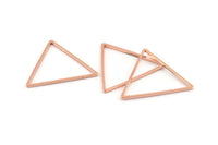 Gül Altın Üçgen Charm, 24 Gül Altın Tonlu Pirinç Açık Üçgen Yüzük Charm (27x1mm) D1484