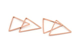 Gül Altın Üçgen Charm, 24 Gül Altın Tonlu Pirinç Açık Üçgen Yüzük Charm (27x1mm) D1484