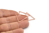Gül Altın Üçgen Charm, 24 Gül Altın Tonlu Pirinç Açık Üçgen Yüzük Charm (27x1mm) D1484