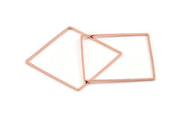 Rose Gold Square Charm, 4 Rose Gold Tone Brass Square Connectors, Charms, Findings (40x1mm) D1656