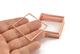 Rose Gold Square Charm, 4 Rose Gold Tone Brass Square Connectors, Charms, Findings (40x1mm) D1656