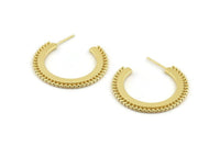 Gold Circle Earring, 2 Gold Plated Brass Circle Stud Earrings (36x6x2mm) D1607