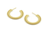Gold Circle Earring, 2 Gold Plated Brass Circle Stud Earrings (36x6x2mm) D1607