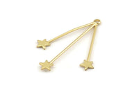 Gold Star Charm, 2 Gold Plated Brass Star Charms With 1 Hole, Findings (44x30x1mm) D1631