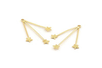Gold Star Charm, 2 Gold Plated Brass Star Charms With 1 Hole, Findings (44x30x1mm) D1631