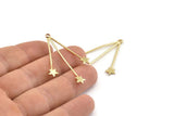 Gold Star Charm, 2 Gold Plated Brass Star Charms With 1 Hole, Findings (44x30x1mm) D1631