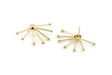 Gold Wire Earring, 2 Gold Plated Brass Wire Stud Earrings (47x28x1mm) D1632