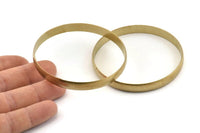 Brass Circle Connectors, 2 Raw Brass Circle Connectors (70x1.5x8mm) D1524