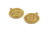 Brass Pisces Charm, 4 Raw Brass Pisces Charms With 1 Loop (17x20mm) F086