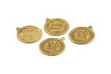 Brass Pisces Charm, 4 Raw Brass Pisces Charms With 1 Loop (17x20mm) F086