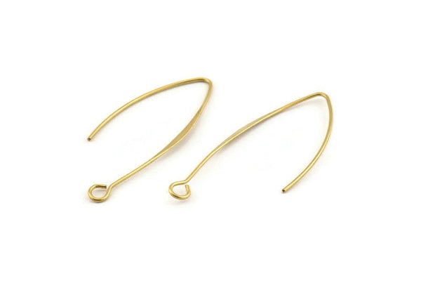 Brass Earring Wire, 24 Raw Brass Earring Wires (37x0.70mm) D1702