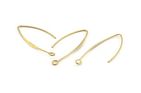 Brass Earring Wire, 24 Raw Brass Earring Wires (37x0.70mm) D1702
