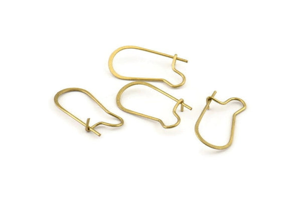 Brass Earring Wire, 24 Raw Brass Earring Wires, Earring Hooks (21x10x0.70mm) D1713