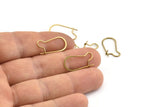 Brass Earring Wire, 24 Raw Brass Earring Wires, Earring Hooks (21x10x0.70mm) D1713
