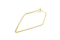 Brass Earring Wire, 20 Raw Brass Diamond Earring Wires (53x31x0.70mm) D1616