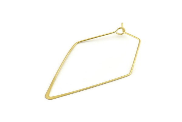Brass Earring Wire, 20 Raw Brass Diamond Earring Wires (53x31x0.70mm) D1616