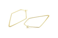 Brass Earring Wire, 20 Raw Brass Diamond Earring Wires (53x31x0.70mm) D1616