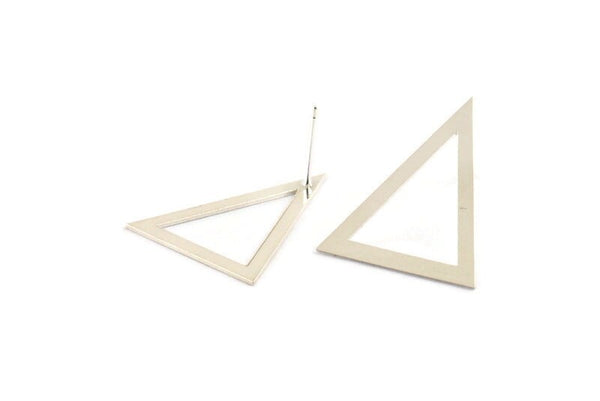 Silver Triangle Earring, 2 - 925 Silver Triangle Stud Earrings (26x21x0.60mm) P07