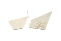 Silver Diamond Earring, 2 - 925 Silver Rhombus Stud Earrings (39x23x0.60mm) P09