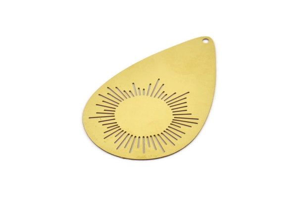Pirinç Damla Tılsımı, 1 Delikli 10 Ham Pirinç Damla Tılsımı, Bulgular (43x27x0,30 mm) D1706