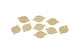 Brass Circle Charm, 50 Raw Brass Circle Connectors With 2 Loops, Findings (9x12x0.30mm) F112