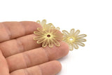 Brass Flower Charm, 10 Raw Brass Flower Charms, Findings (30x0.30mm) F115