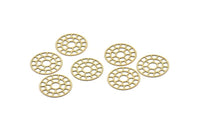 Brass Circle Charm, 24 Raw Brass Circle Charms, Earrings, Findings (14x0.40mm) F124