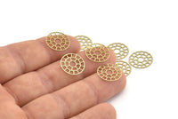 Brass Circle Charm, 24 Raw Brass Circle Charms, Earrings, Findings (14x0.40mm) F124