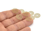 Brass Circle Charm, 24 Raw Brass Circle Charms, Earrings, Findings (14x0.40mm) F124