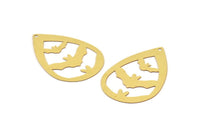 Brass Drop Charm, 10 Raw Brass Bat Charms With 1 Hole, Findings (44x30x0.30mm) D1707