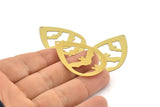 Brass Drop Charm, 10 Raw Brass Bat Charms With 1 Hole, Findings (44x30x0.30mm) D1707