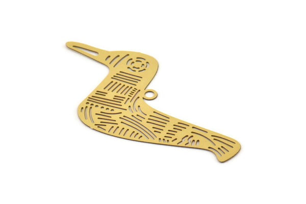 Brass Bird Charm, 10 Raw Brass Bird Charms With 1 Loop, Findings (49x26x0.30mm) D1692