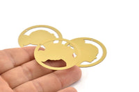 Brass Face Charm, 6 Raw Brass Girl Face Charms With 1 Hole, Findings (40x0.30mm) D1690