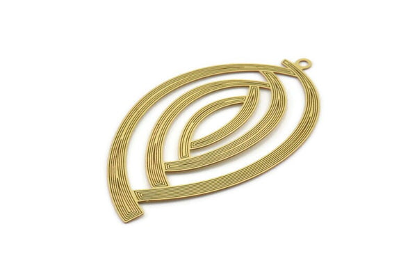 Brass Marquise Charm, 10 Raw Brass Marquise Charms With 1 Loop, Findings (53x30x0.30mm) D1672
