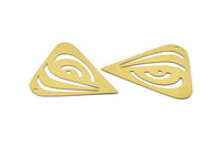 Brass Triangle Charm, 6 Raw Brass Geometric Charms With 1 Hole, Findings (47x34x0.30mm) D1689