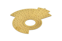 Brass Periodic Table Charm, 2 Raw Brass Periodic Table Charms With 1 Loop, Findings (93x72x0.30mm) D1682