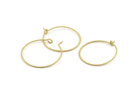 Brass Earring Wire, 20 Textured Raw Brass Earring Wires (25x0.70mm) D1621