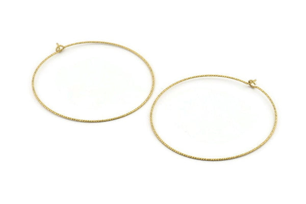 Brass Earring Wire, 20 Textured Raw Brass Earring Wires (50x0.70mm) D1627