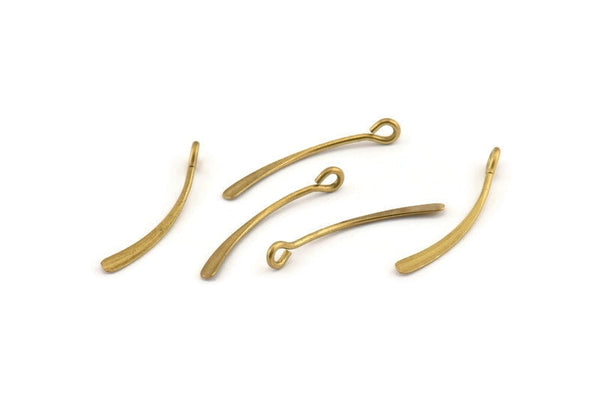 Paddle Eye Pins, 20 Raw Brass Paddle Eye Pins With 1 Loop (25x1mm) D1714