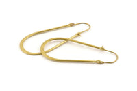 Brass Earring Wires, 8 Raw Brass Earring Studs, Wire Hoops  (55x24x1.5x0.80mm) D1634