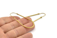 Brass Earring Wires, 8 Raw Brass Earring Studs, Wire Hoops  (55x24x1.5x0.80mm) D1634