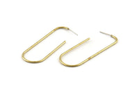 Brass Earring Wires, 4 Raw Brass Earring Studs (57x20x1.5mm) D1622