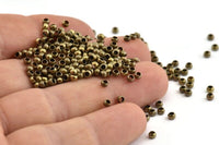Brass Ball Beads, 100 Antique Brass Tiny Spacer Beads, Findings (2.5x1.7mm) D1658