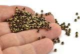 Brass Ball Beads, 100 Antique Brass Tiny Spacer Beads, Findings (2.5x1.7mm) D1658