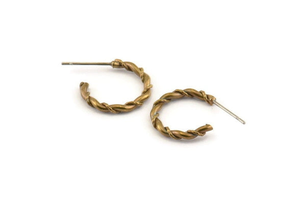 Brass Earring Wires, 4 Raw Brass Earring Studs (16x2mm) N1253